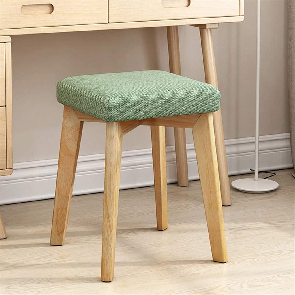 Vanity Bench Stool with Padded Cushion Piano Bench Vanity Benches Home Stool Fashion Vanity Stool Simple Solid Wood Chair Home Dining Stool Adult Fabric Stool Footstool Bedroom Stool(Green)