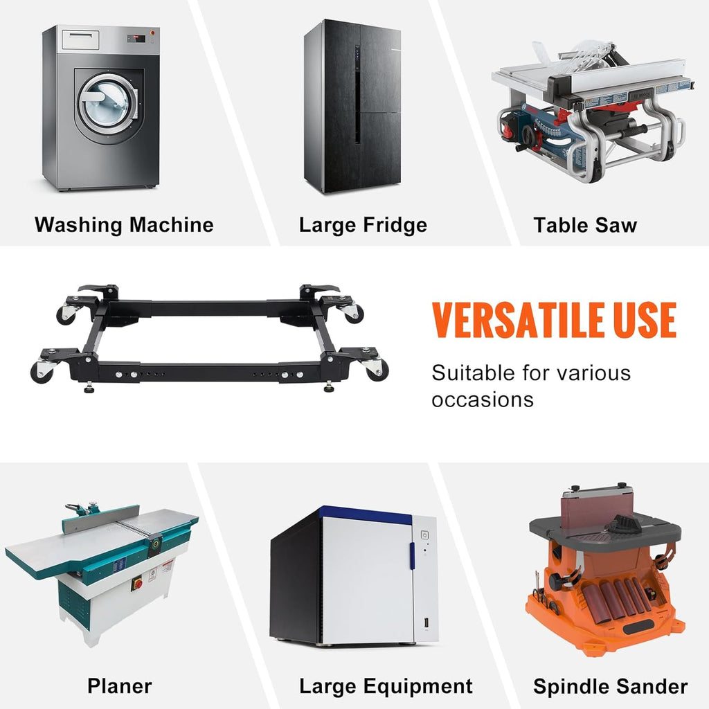VEVOR Mobile Base, 1500 lbs Capacity, Adjustable from 20' x 24.5' to 28' x 33.5', Heavy Duty Universal Mobile Base Stand with 4 Swivel Wheels, for Woodworking Equipment, Bandsaw, Power Tool, Machine