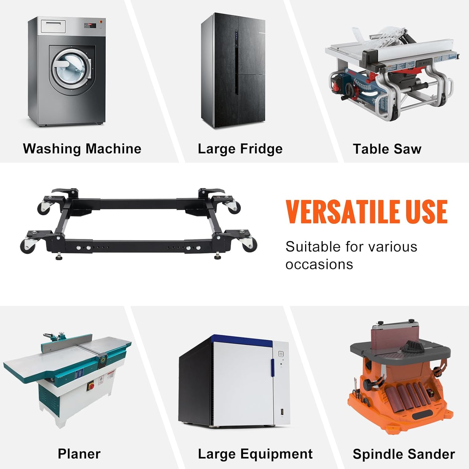 VEVOR Mobile Base, 1500 lbs Capacity, Adjustable from 20' x 24.5' to 28' x 33.5', Heavy Duty Universal Mobile Base Stand with 4 Swivel Wheels, for Woodworking Equipment, Bandsaw, Power Tool, Machine
