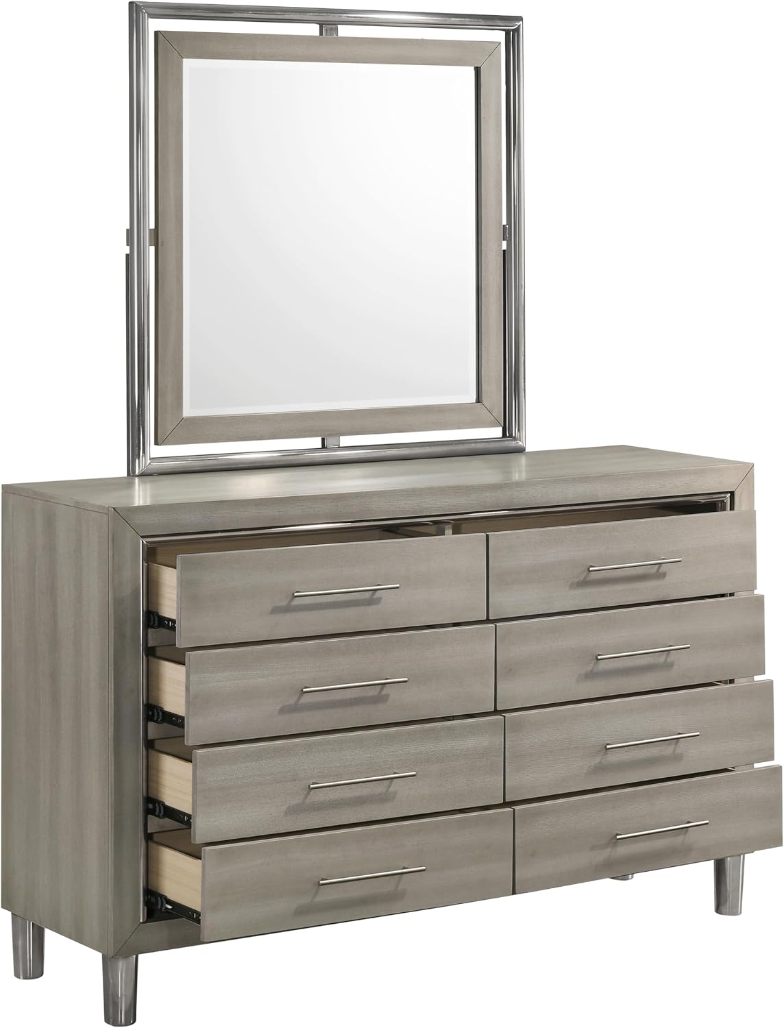 New Classic Furniture Lennox 5Pc Wood King Bedroom Set w 2-Nightstand, Gray