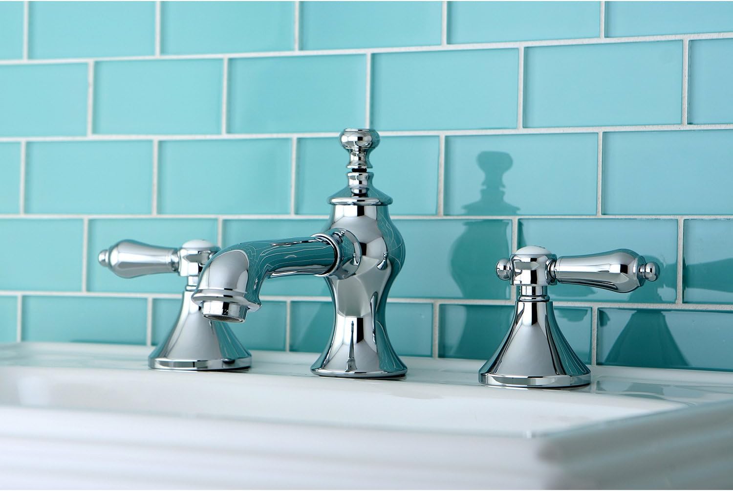 Kingston Brass KC7061BAL Widespread Lavatory Faucet with Brass Pop-Up, 5-5/8 inch In Spout Reach, Polished Chrome