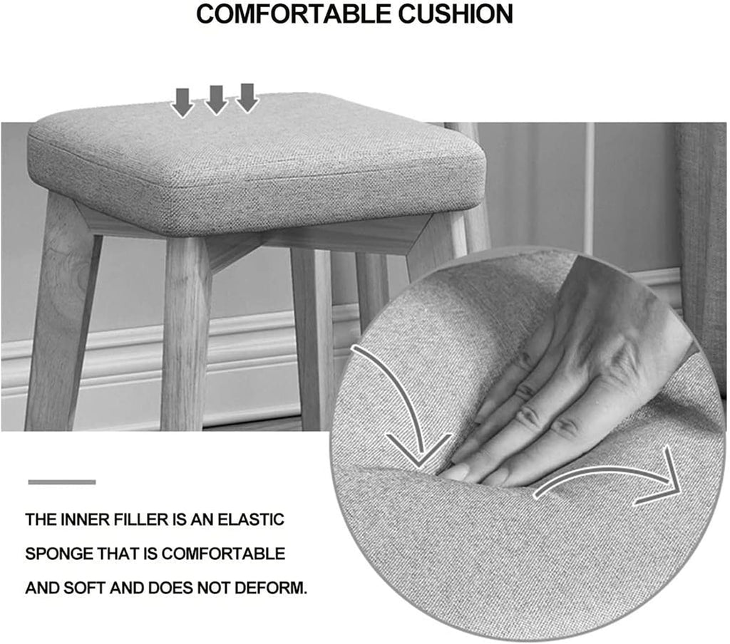 Vanity Bench Stool with Padded Cushion Piano Bench Vanity Benches Home Stool Fashion Vanity Stool Simple Solid Wood Chair Home Dining Stool Adult Fabric Stool Footstool Bedroom Stool(Green)
