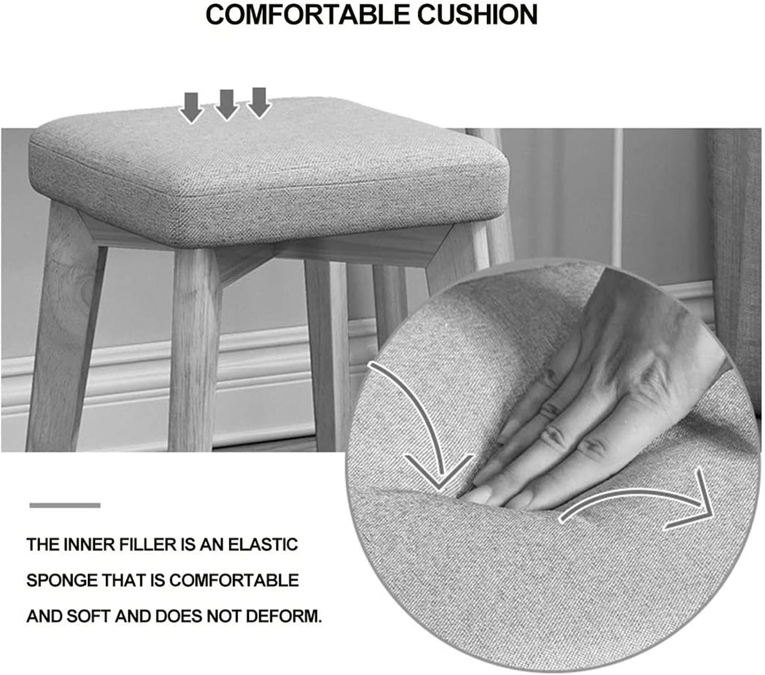 Vanity Bench Stool with Padded Cushion Piano Bench Vanity Benches Home Stool Fashion Vanity Stool Simple Solid Wood Chair Home Dining Stool Adult Fabric Stool Footstool Bedroom Stool(Green)