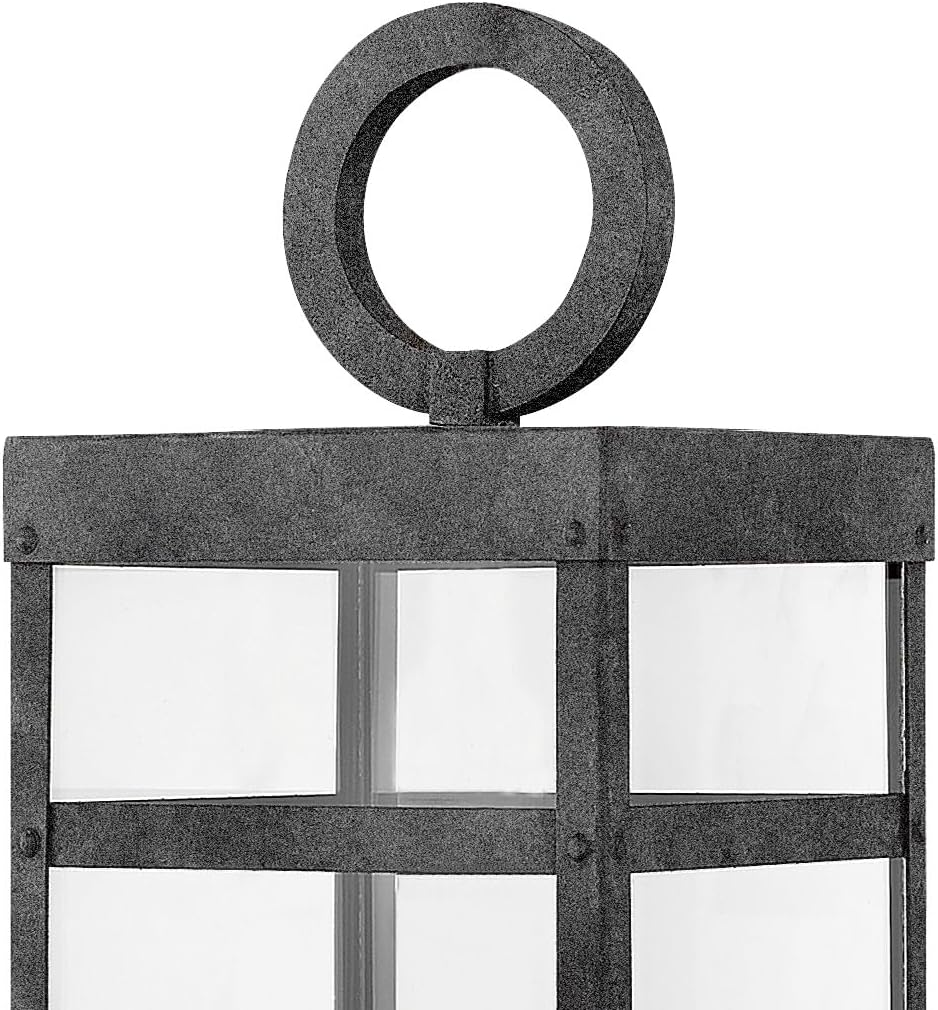 Hinkley Porter 22.75' Outdoor Single Light Low Voltage Post Mount Lantern – Clear Glass, 12V Bulb Included, Pathway Driveway Landscape, Pier Mount Compatible, Post Sold Separately – Aged Zinc