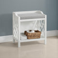 Alaterre Furniture Coventry Bench Stool with Cushion - Pine Wood Bench for Entryway or Bathroom Storage - Use as Shoe Rack, Vanity Chair and More (White)