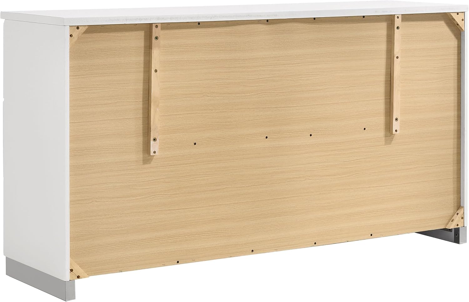 Coaster Home Furnishings Felicity Contemporary 5-Piece Bedroom Set California King Size Panel Bed Frame 51-inch Headboard White High Gloss 203501KW-S5L