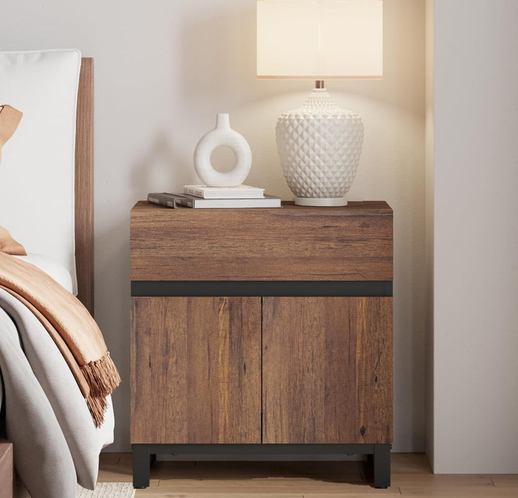 WAMPAT 3-Piece Modern Bedroom Furniture Set, 63-Inch Dresser with 6 Drawers and 2 Nightstands Featuring Drawer and Cabinet Design, Bedroom Set of 3, Brown