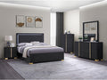 HomeStock King Size Bedroom Set Black Finish with Gold Accents - 5 Piece
