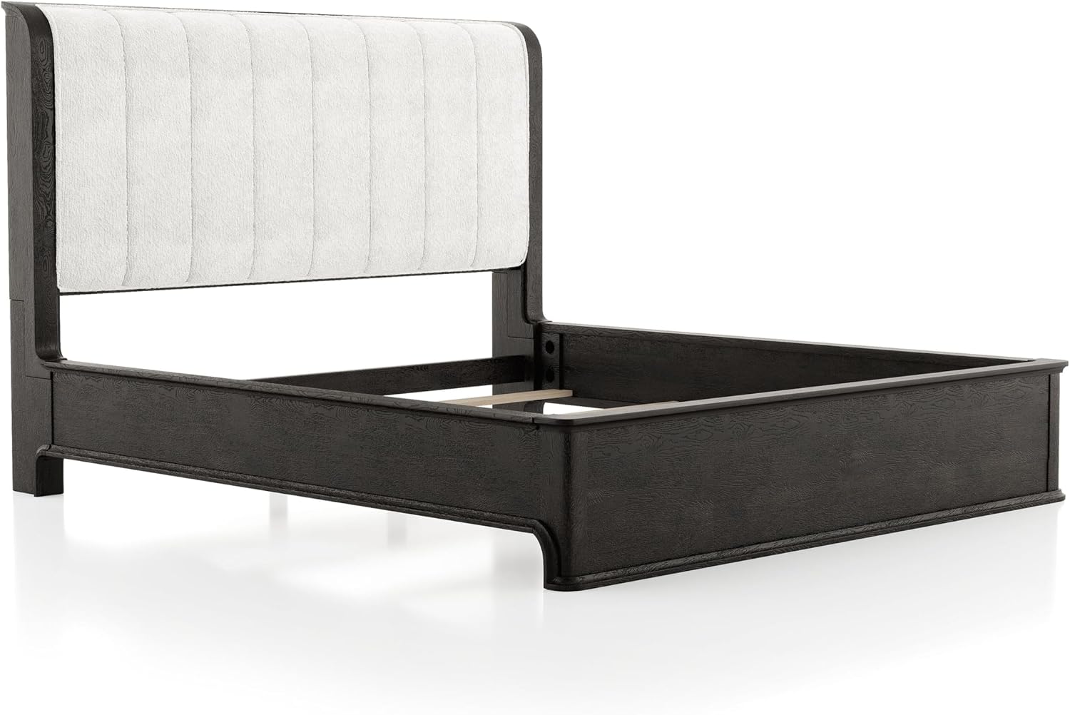Furniture of America Teada Modern Solid Wood 5-Piece Bedroom Set with Padded Curved Headboard, Oval Nightstand, Felt-Lined Top and UV-Stained Lower Drawers, Box Spring Needed, King, Black