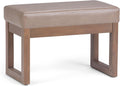 SIMPLIHOME Milltown Small Ottoman Bench - 27' Wide x 18' High Upholstered Vegan Leather Rectangle Footstool Ottoman in Ash Blonde, Contemporary Bench for Living Room with Cushioned Seat, Assembled