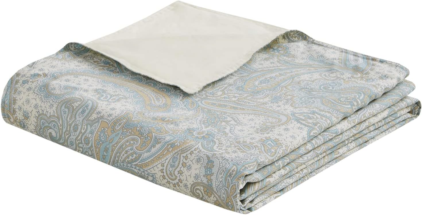 Harbor House 100% Cotton Duvet Cover, Ultra Soft, All Season Bedding Oversized Comforter Cover, Chelsea Paisley Blue King/Cal King (106'x90') 3 Piece