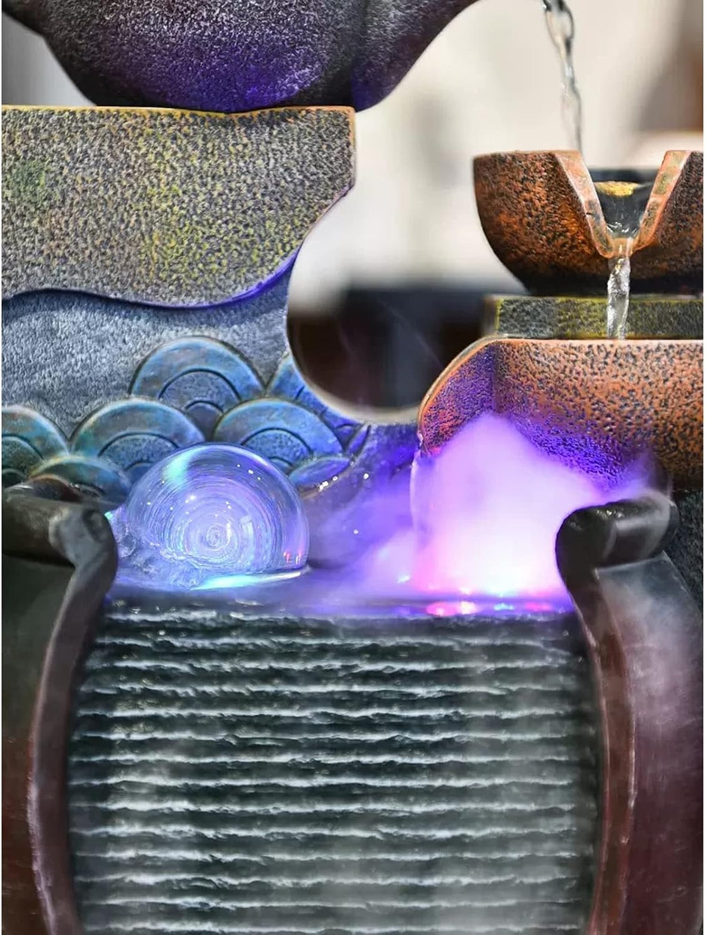 Tabletop Fountain Tabletop Fountain Resin Waterfall Desktop Water Decor Indoor Portable Decorative Meditation with Submersible Pump