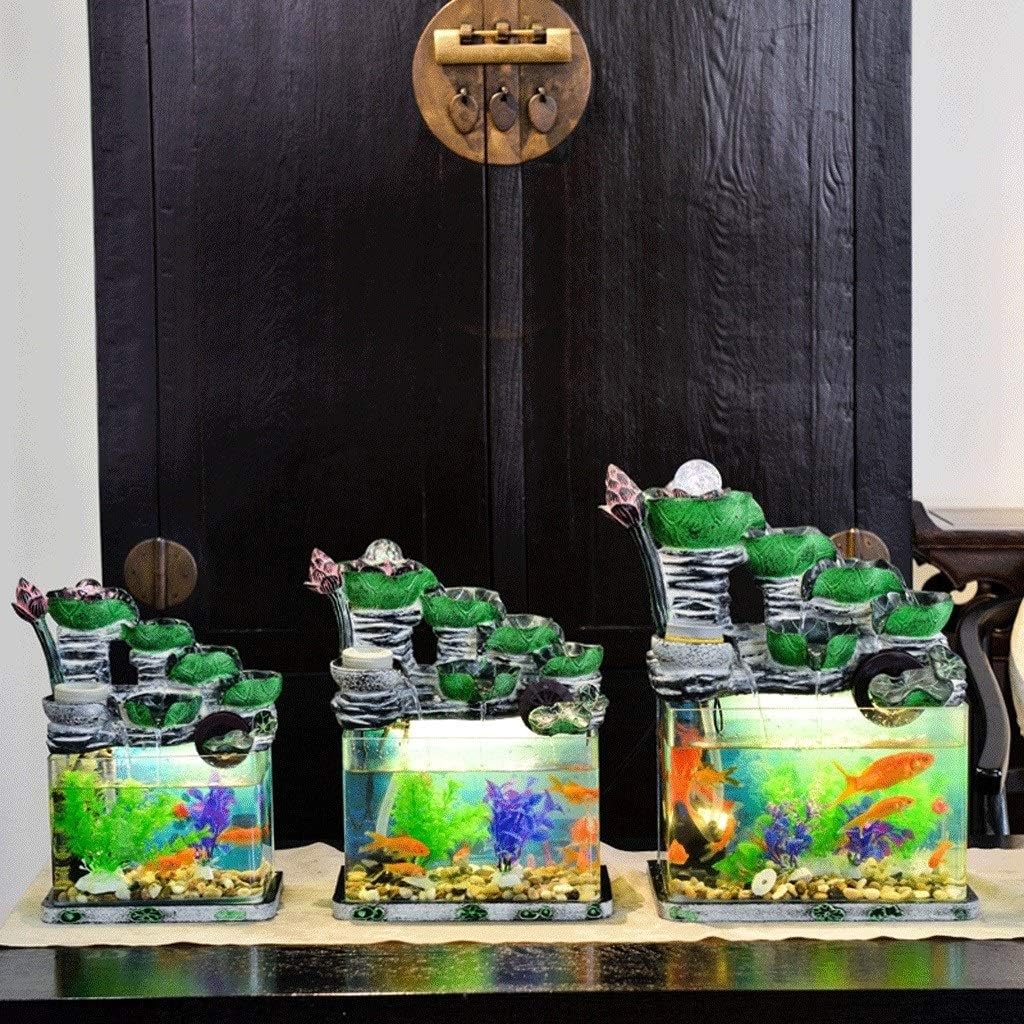 Staggered Lotus Cascading Fountain 5-Tiered Falls Tabletop Water Fountain and Fish Tank for Home Office Decor(S)