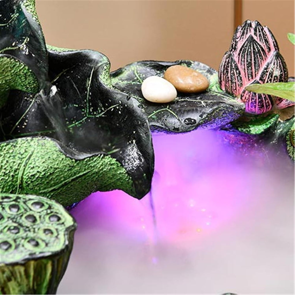 Tabletop Fountain Indoor Fountain Chinese Style Lotus Leaf and Flowing Water Ornaments Circulating Water Fountain(Small)