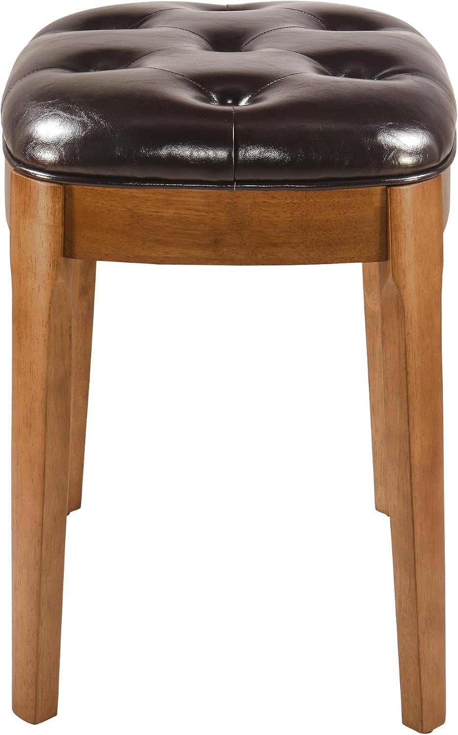 Vanity Stool with Padded Cushion, Vanity Bench with Wood Legs, Piano Bench Seat with with Solid Wood Legs, Backless Vanity Stool for Makeup Room, Bedroom, Dining Room and Study Room, Dark Brown