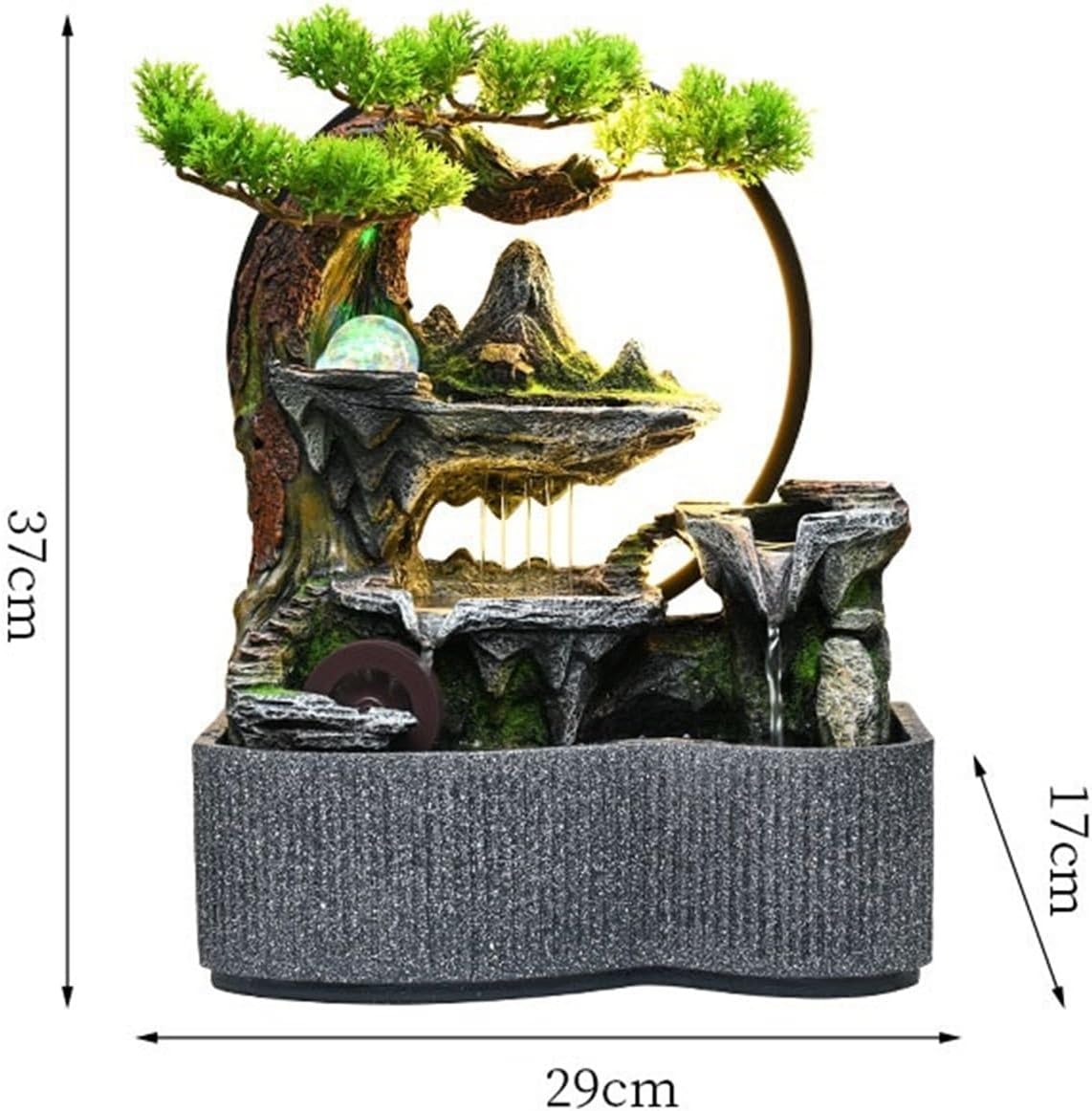 Tabletop Fountain Indoor Water Fountain, Circulating Feature Desktop Feng Shui Wheel Fish Pond Landscaping
