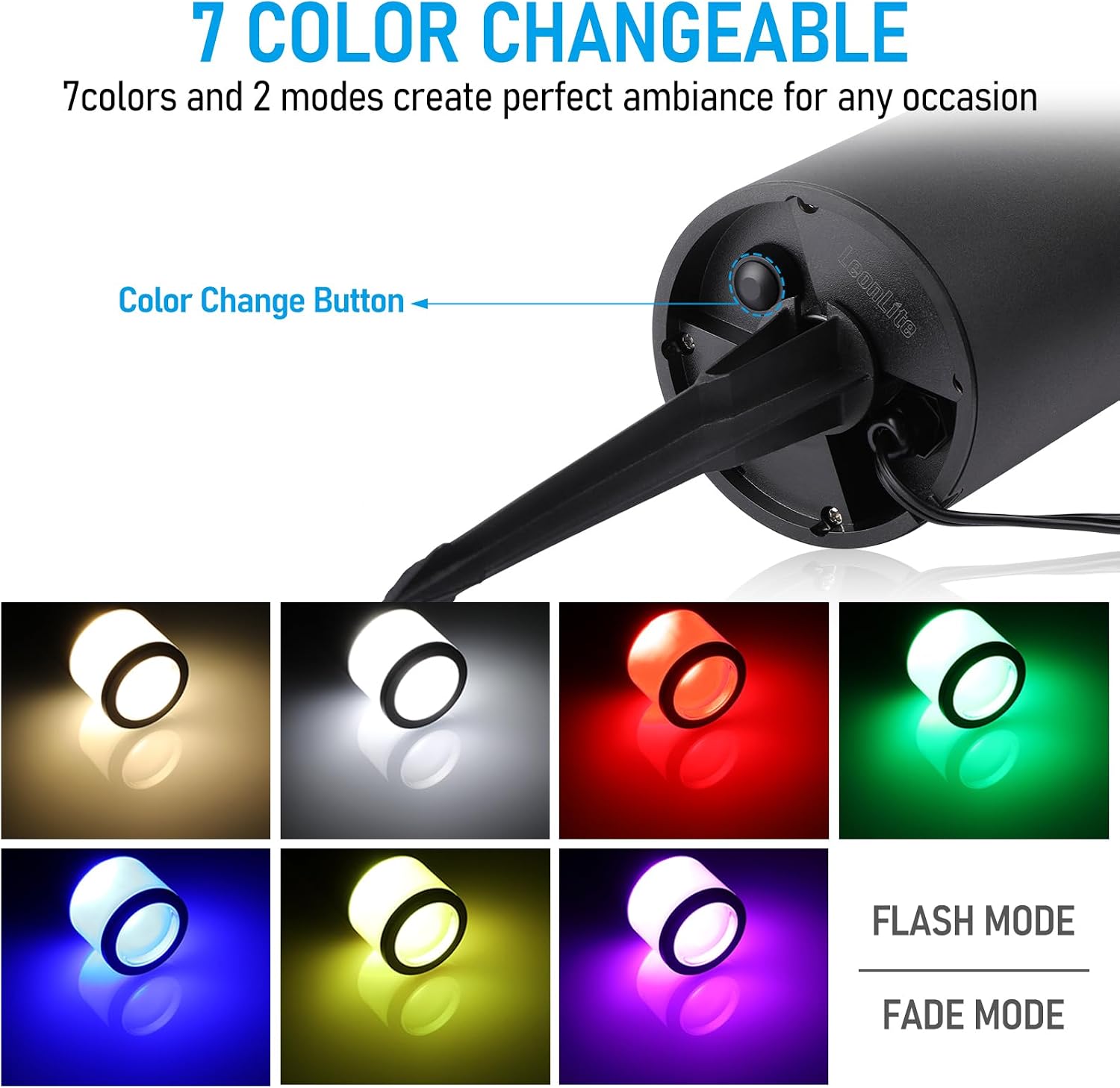 LEONLITE 8-Pack 4.5W LED Landscape Bollard Path Lighting, RGB Low Voltage Landscape Lights, 7 Color Selectable, Outdoor Pathway Light, Die-Cast Aluminum Housing