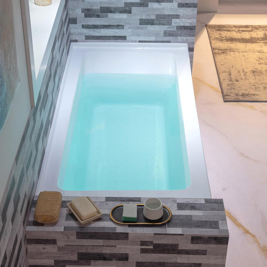 WOODBRIDGE 60' Acrylic Rectangular Alcove Soaking Bathtub in White with Left Drain, Oil Rubbed Bronze pop-up Drain Included, LB428-L