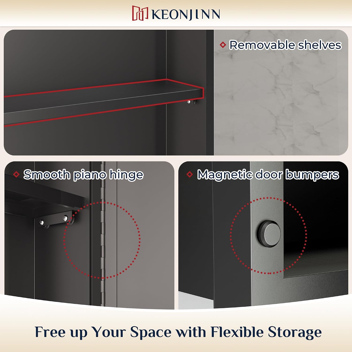 Keonjinn 21' x 27' Medicine Cabinet for Bathroom, Silver Recessed or Surface Wall-Mounted Aluminum Alloy Framed Beveled Mirror with Storage, Mirrored Cabinets with 2 Adjustable Shelves for Bath Modern