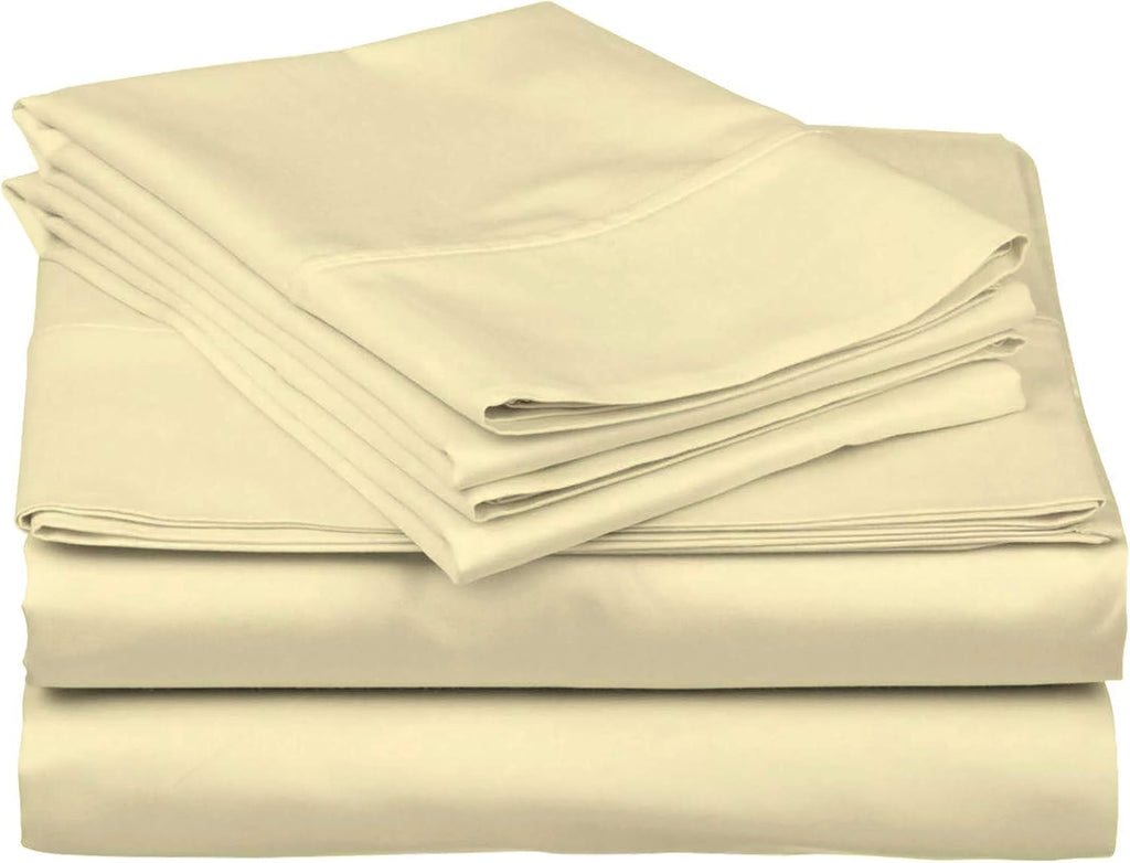 Cotton Home- 5 Pieces Split King Size Ivory Color Sheet Set – Soft Quality Luxury 18 Inch Deep Pocket & Bedding Set with Flat Sheet, Fitted Sheet, 2-Pillow Covers(20' x 30') Inches