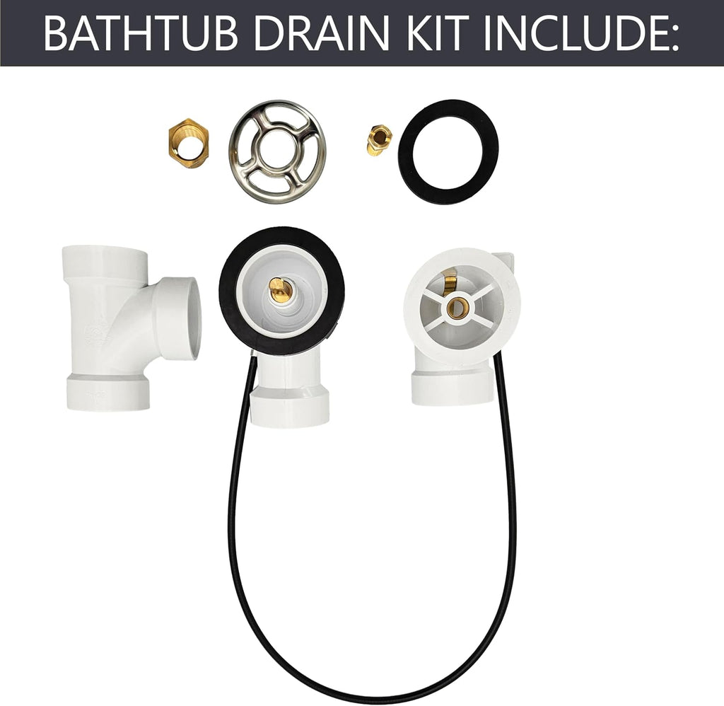 Westbrass D50P27-LT 27' Cable Drive Standard Bath Drain Trim Kit with Sch. 40 PVC Fittings, Rough Only (4-Pack)