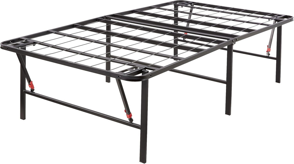 Amazon Basics Foldable Metal Platform Bed Frame, Noise-Free Mattress Foundation with Tool-Free Assembly, 18 Inches High, Sturdy Steel Frame, No Box Spring Needed, Twin Size, Black