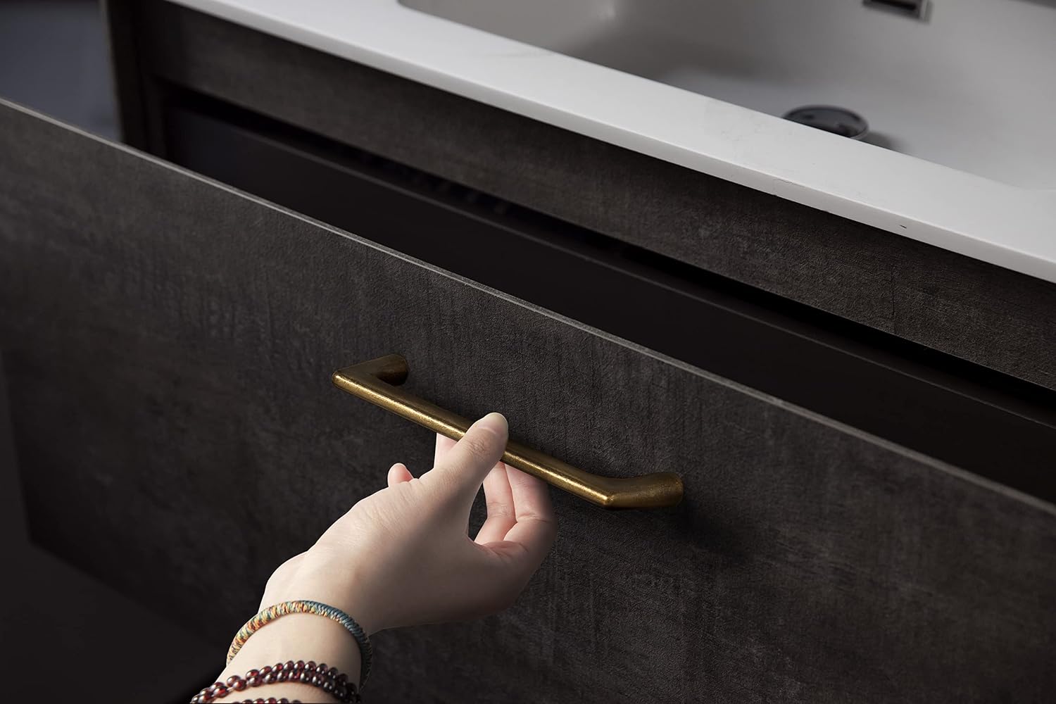 Goo-Ki Antique Brass Cabinet Pulls with 3''(76mm) Hole Centers, Retro Style Zinc Alloy Cabinet Handles for Dresser,Wardrobe,Cupboard- 24 Pack