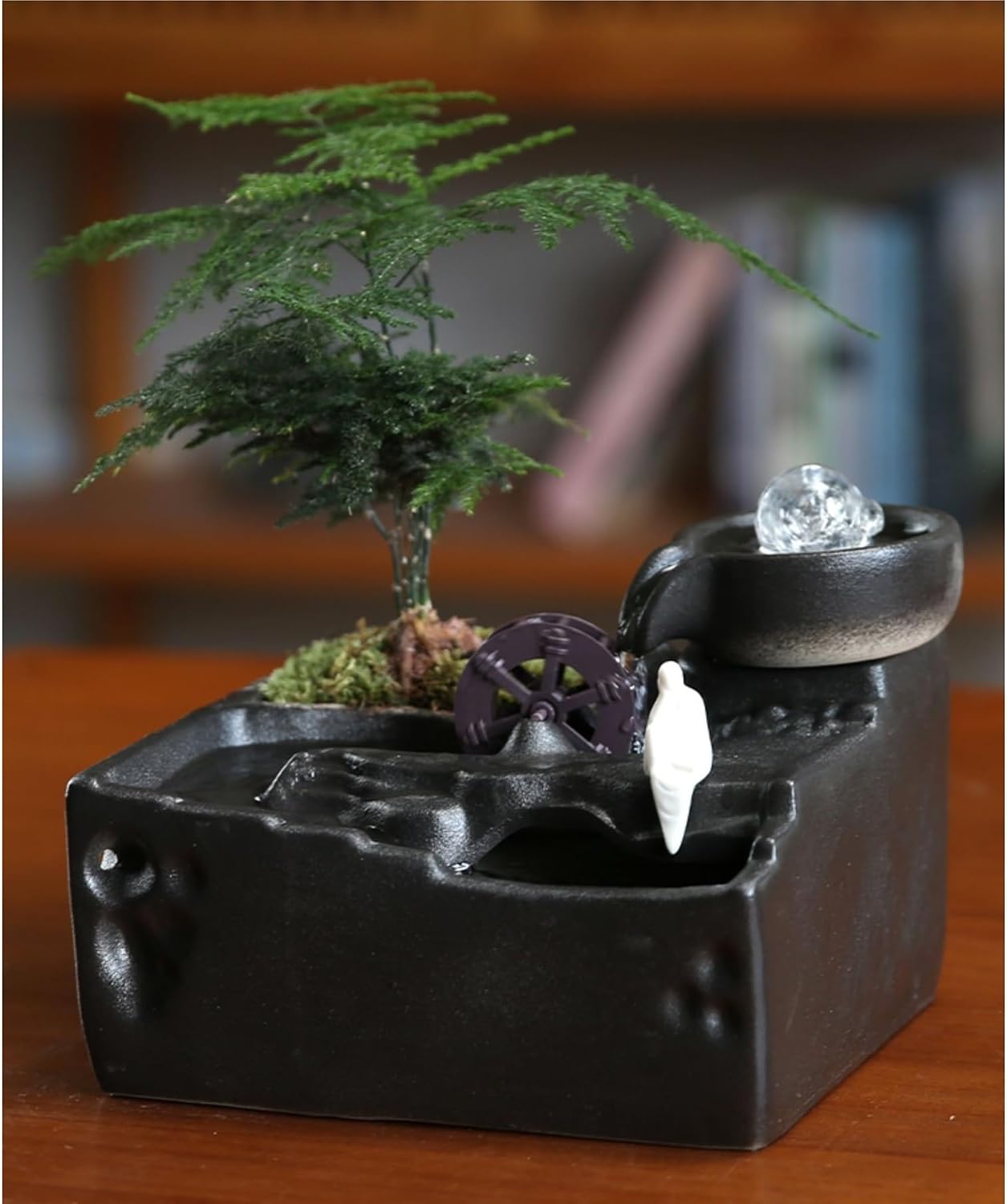 Tabletop Fountains Desktop Water Fountain Living Room Fish Tank Water Ornaments Circulating Water Chinese Entrance Decoration Indoor Tabletop Water Fountain(B)