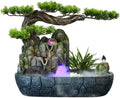 Tabletop Water Fountain Indoor Water Fountain Resin Chinese Artificial Tree Rockery Tabletop Fountain with Rolling Ball Zen Fountain for Home Office Bedroom Desk Decoration Indoor Fountain