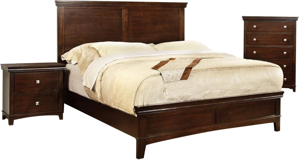 24/7 Shop at Home Zabdiel Casual Wood 3-Piece California King Bedroom Set, Brown Cherry
