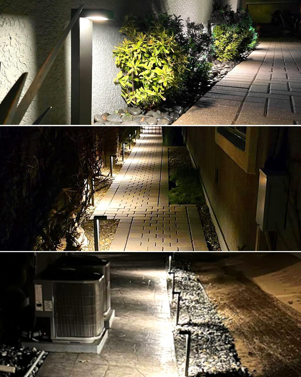 GKOLED 8-Pack Low Voltage Landscape Pathway Light Fixture, 9-15V AC/DC Outdoor Walkway Lighting with 3W LED Chips for Yard Lawn, Black Die-cast Aluminum Housing, UL-Listed IP66+