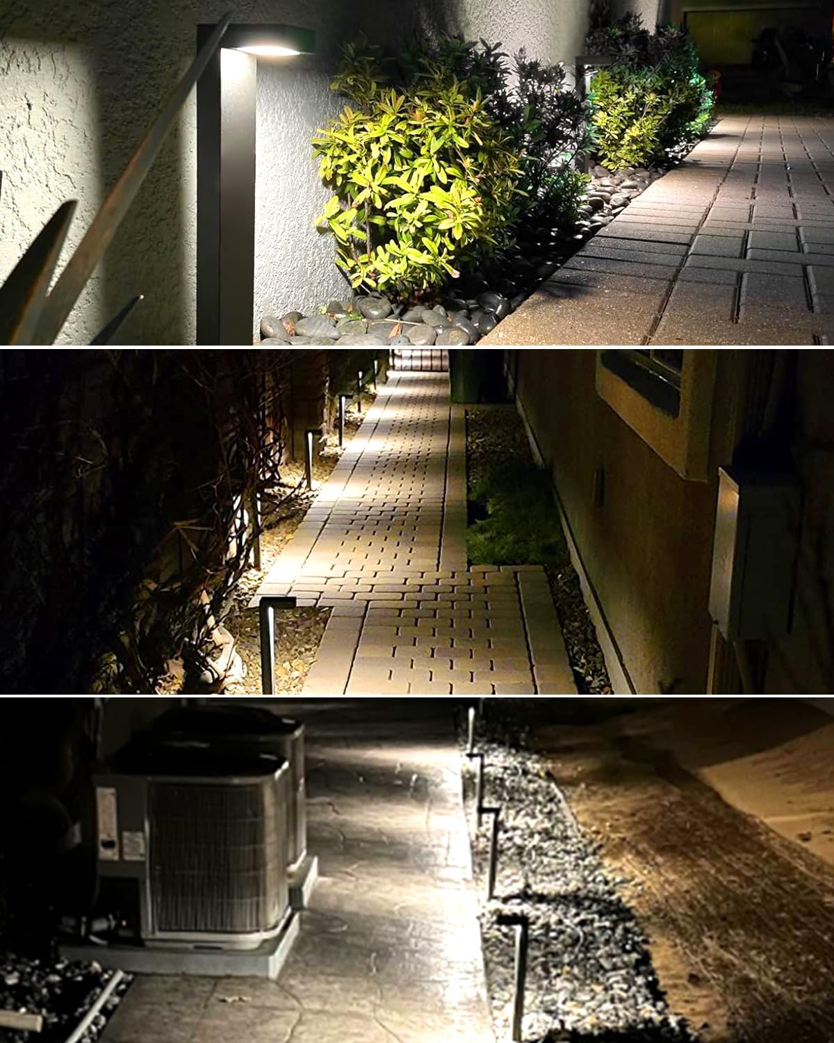 GKOLED 8-Pack Low Voltage Landscape Pathway Light Fixture, 9-15V AC/DC Outdoor Walkway Lighting with 3W LED Chips for Yard Lawn, Black Die-cast Aluminum Housing, UL-Listed IP66+