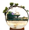 Tabletop Water Fountains, Indoor Waterfall with Round LED Light & Mist Maker & Fish Tank, Water Feature Feng Shui Decor for Meditation Entrance, L17.3*D5.3*H16.5in