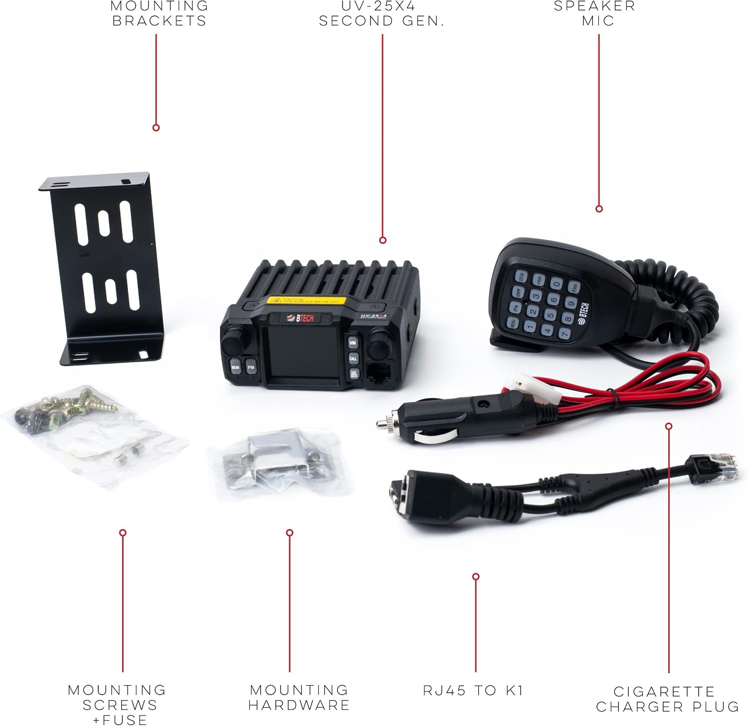 BTECH UV-25X4 (Second Gen.) Mini Mobile 25 Watt Tri Band Base, Mobile Radio: VHF, 1.255M, UHF Amateur (Ham)