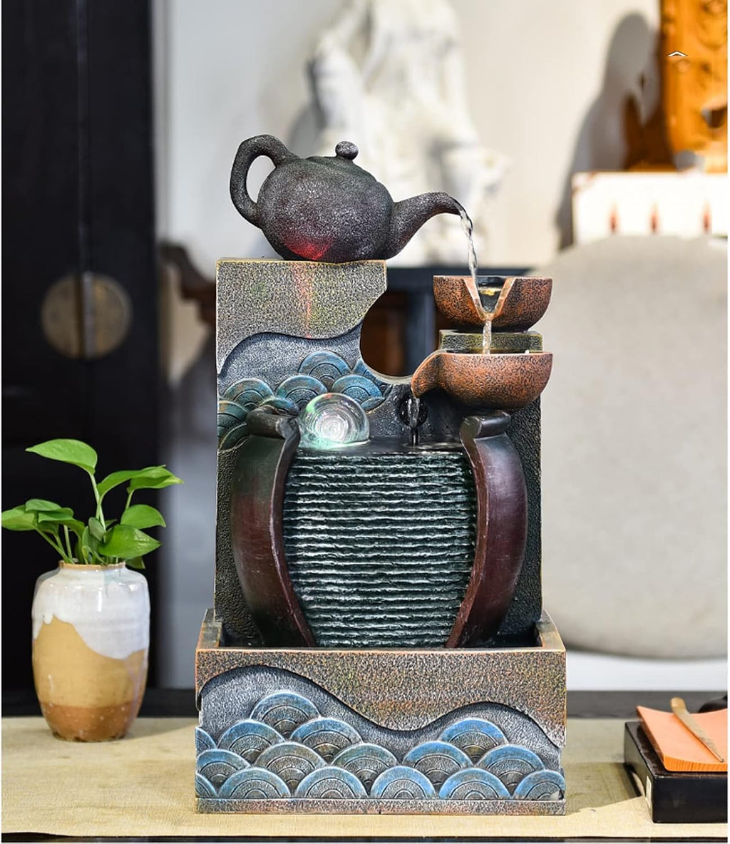 Tabletop Fountain Tabletop Fountain Resin Waterfall Desktop Water Decor Indoor Portable Decorative Meditation with Submersible Pump