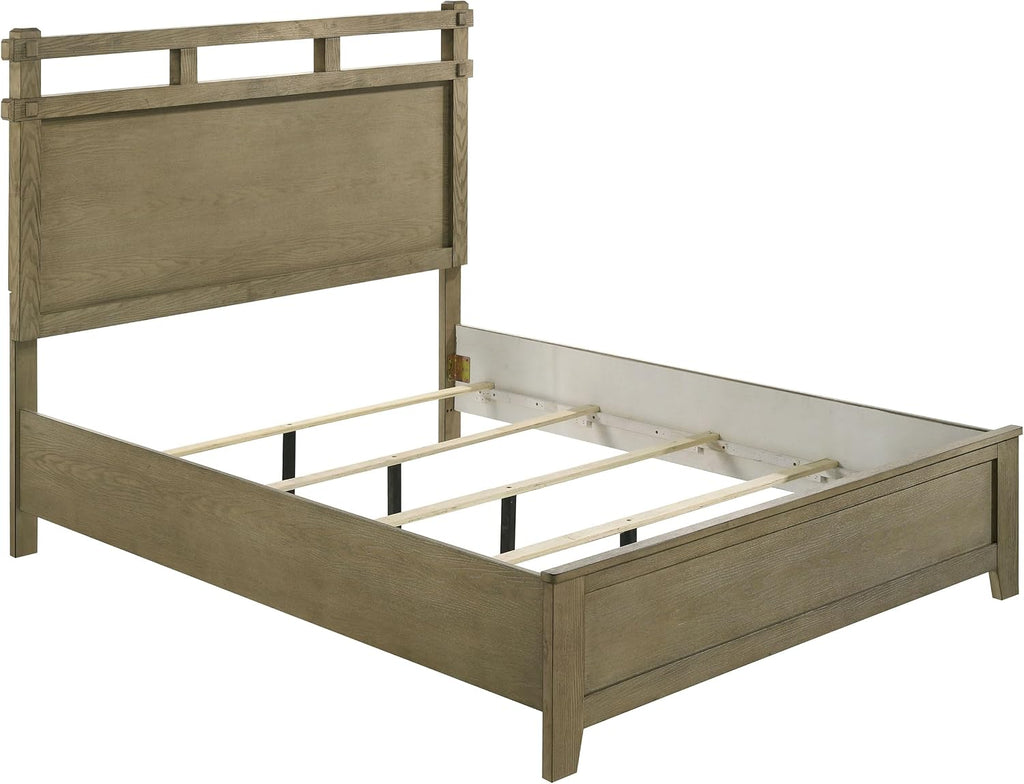 Coaster Home Furnishings - Hazlewood - Wood - 5-Piece Bedroom Set with Rustic Style, Slatted Headboard and Metallic Accent - Bedroom - Queen Size - Vineyard Oak - 207531Q-S5