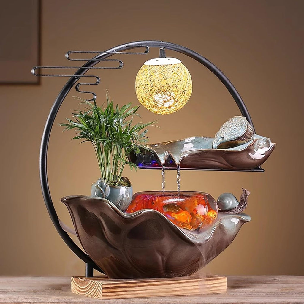 Indoor Fountain Chinese Style Circulating Water Fish Tank Decoration Living Room Office Desktop Humidifier Water Dispenser Tabletop Fountains Decor