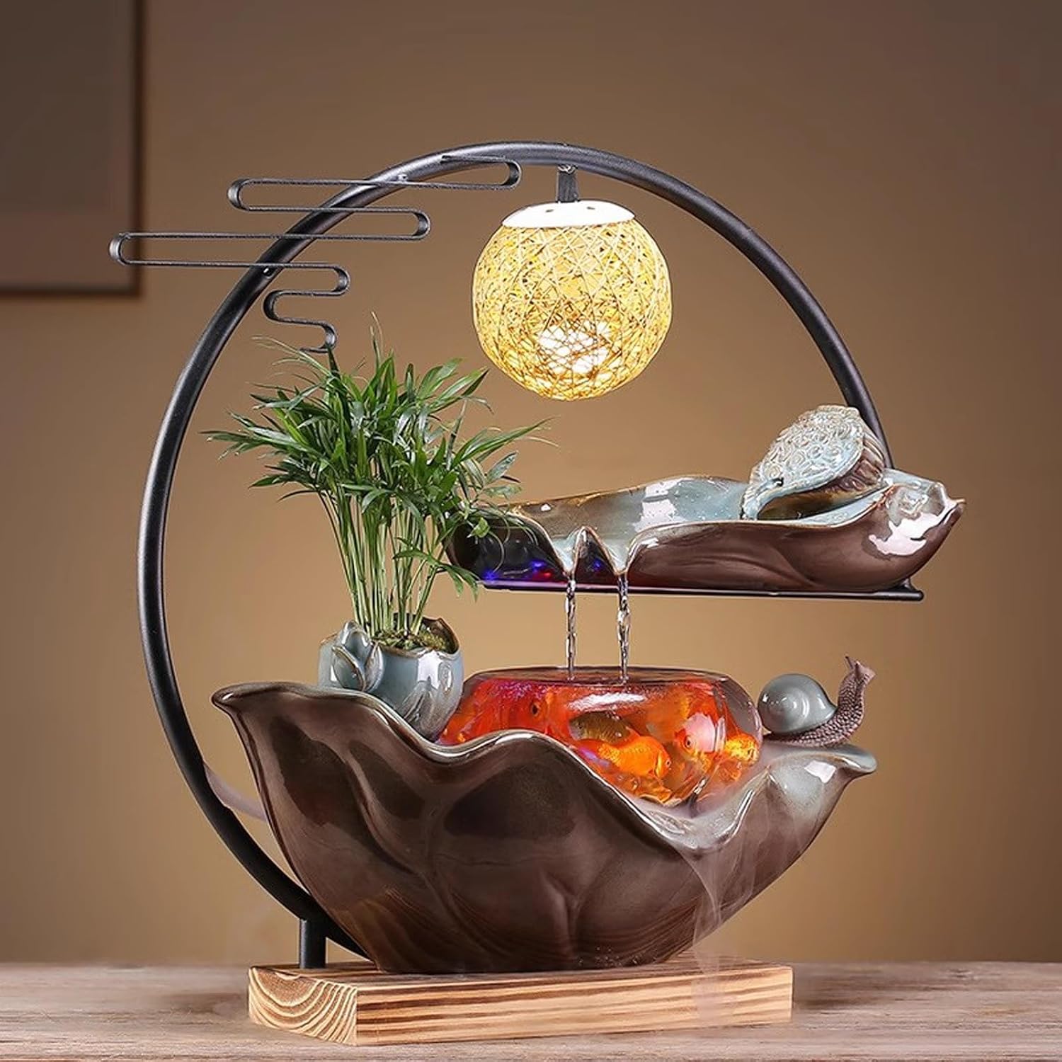 Indoor Fountain Chinese Style Circulating Water Fish Tank Decoration Living Room Office Desktop Humidifier Water Dispenser Tabletop Fountains Decor