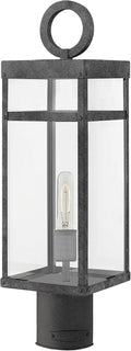 Hinkley Porter 22.75' Outdoor Single Light Low Voltage Post Mount Lantern – Clear Glass, 12V Bulb Included, Pathway Driveway Landscape, Pier Mount Compatible, Post Sold Separately – Aged Zinc