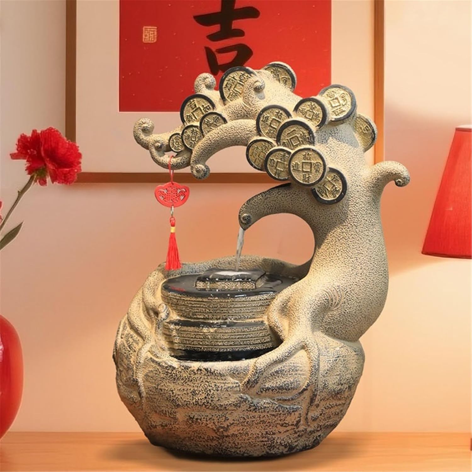 Tabletop Fountain Desktop Fountains Chinese Style Flowing Water Ornaments Circulating Waterscape for Home Decor