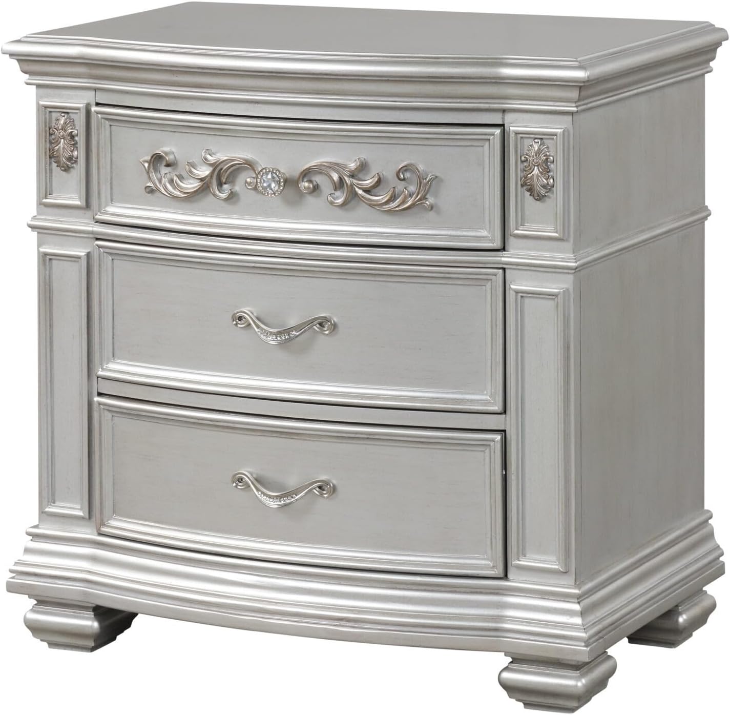 First of a Kind Valentina Silver Queen 5 Piece Bedroom Set