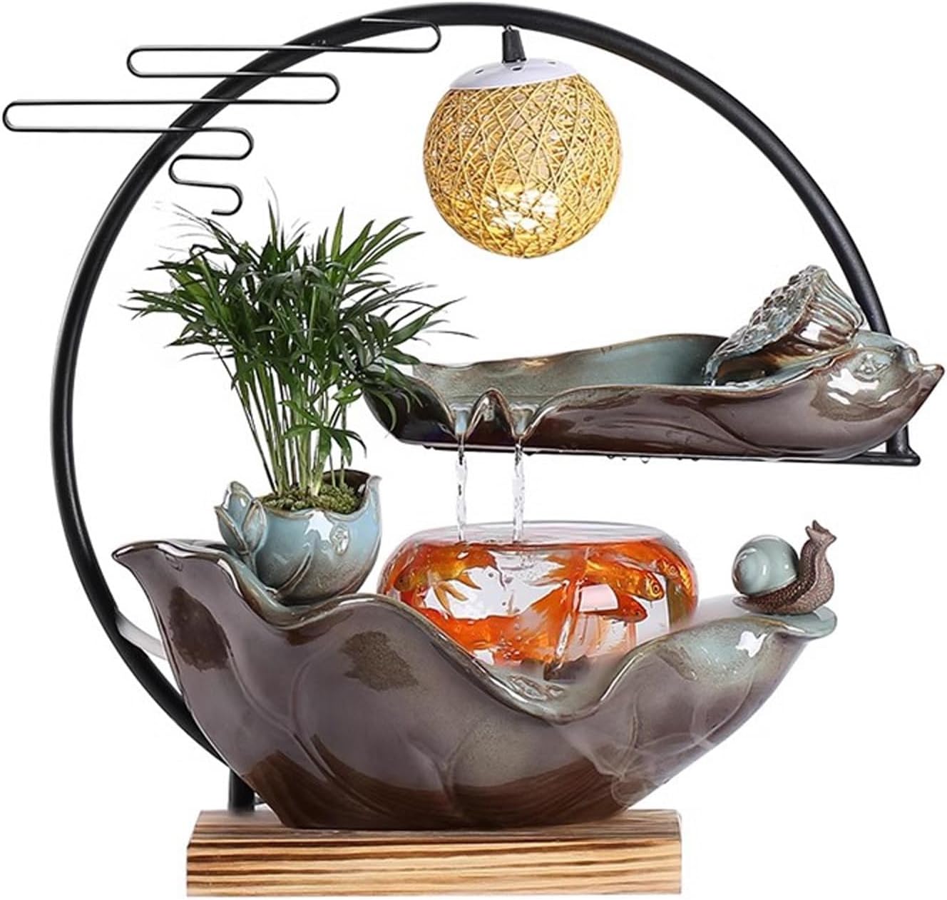 Indoor Fountain Chinese Style Circulating Water Fish Tank Decoration Living Room Office Desktop Humidifier Water Dispenser Tabletop Fountains Decor