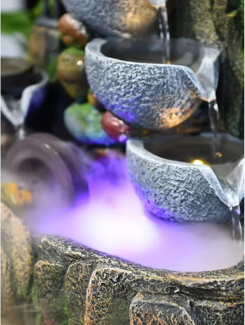 Tabletop Fountain Indoor Desktop Fountain Waterfall Zen Meditation Feature with Automatic Pump Artificial Trees and Illuminated for Home Office Bedroom Desk Décoration(Medium)