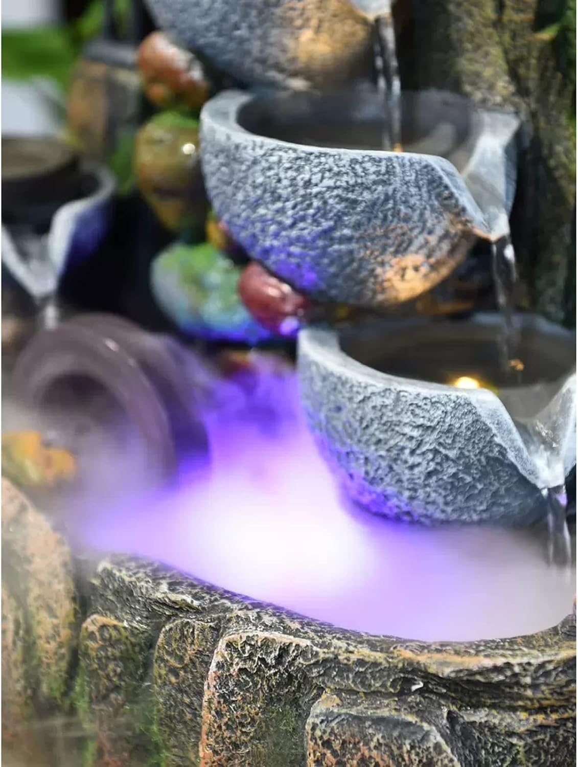 Tabletop Fountain Indoor Desktop Fountain Waterfall Zen Meditation Feature with Automatic Pump Artificial Trees and Illuminated for Home Office Bedroom Desk Décoration(Medium)