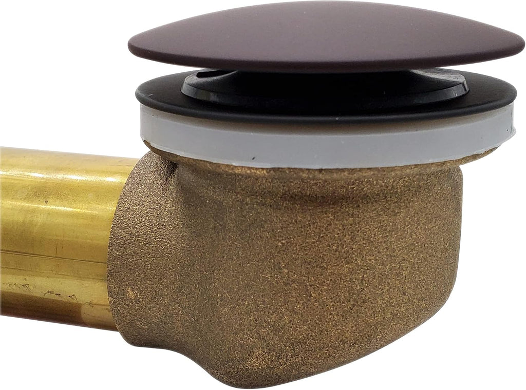 Westbrass A326HBJ-12 25' Brass Bath Waste & Overflow Assembly with European Tip-Toe Drain Plug and Illusionary Faceplate, Oil Rubbed Bronze