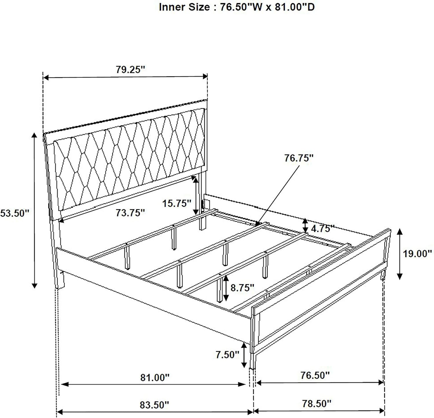 Coaster Home Furnishings Sonora Contemporary 5-Piece Bedroom Set Leatherette Upholstered Eastern King Size Panel Bed Frame 54-inch Headboard White 224861KE-S5
