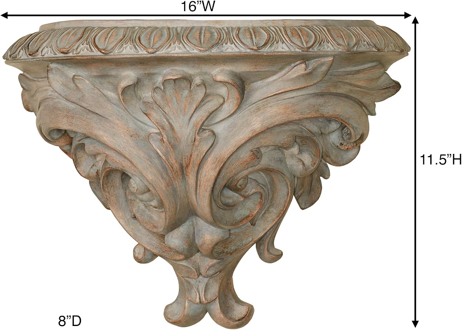 Touch of Class Clareville Gray Acanthus Leaf Wall Shelf