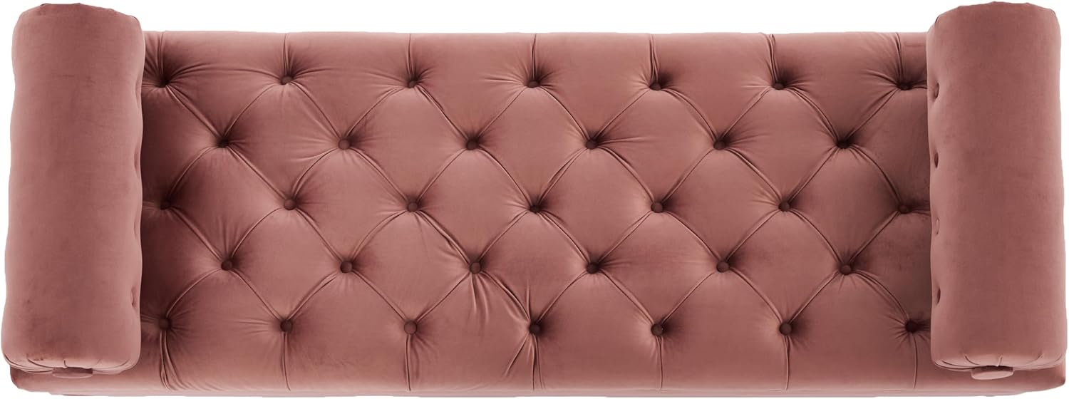 Christopher Knight Home Emmie Modern Velvet Ottoman Bench with Detachable Pillow, Wooden Bedroom End of Bed Bench, Upholstered Entryway Ottoman Foot Rest, Living Room Sofa Extra Seat, Reddish Pink