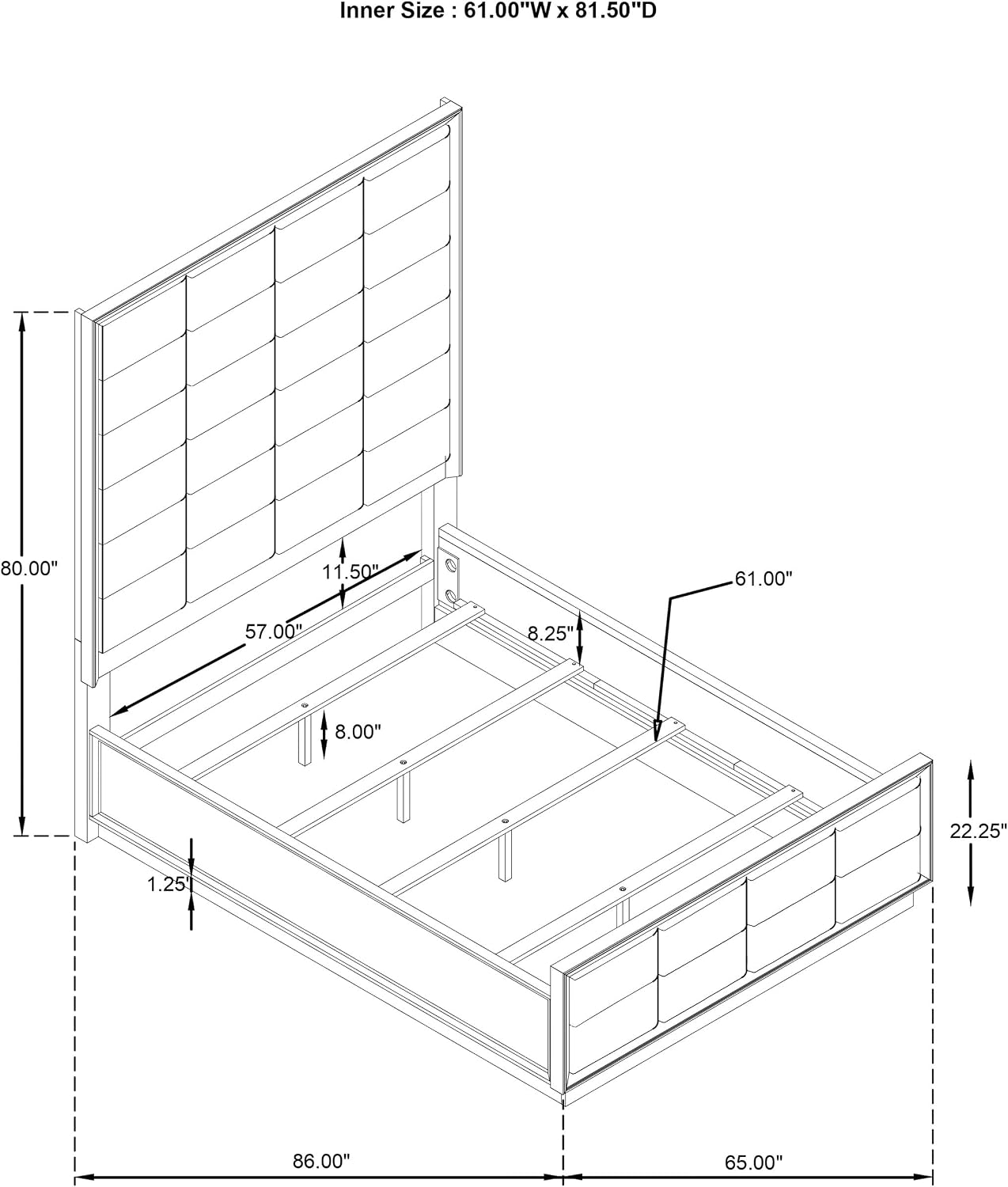 Coaster Home Furnishings Durango Transitional 4-Piece Bedroom Set Boucle Upholstered Queen Size Panel Bed Frame 77-inch Headboard Washed Oak 223271Q-S4