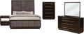 Coaster Home Furnishings Durango Contemporary 5-Piece Bedroom Set Velvet Upholstered Eastern King Size Panel Bed Frame 80-inch Headboard Smoked Peppercorn 223261KE-S5